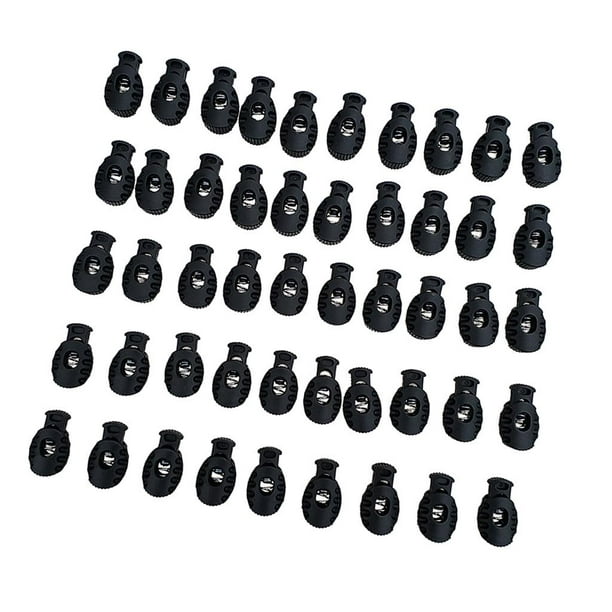50 Plastic Single Hole Spring Stop Drawstring Rope Toggle Cord Locks End Stopper